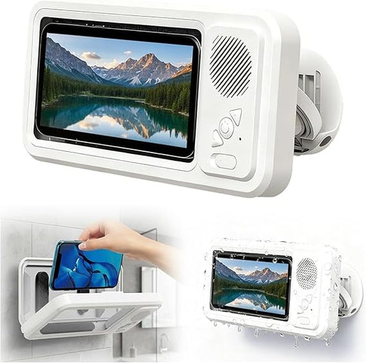 Soporte para Teléfono de Ducha con Altavoz IPX4, Impermeable, Pantalla Táctil