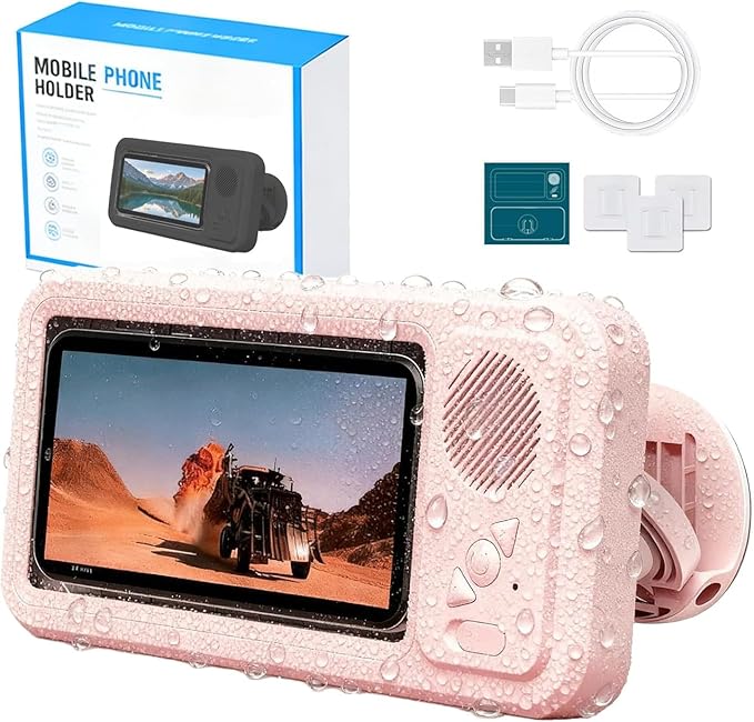 Soporte para Teléfono de Ducha con Altavoz IPX4, Impermeable, Pantalla Táctil