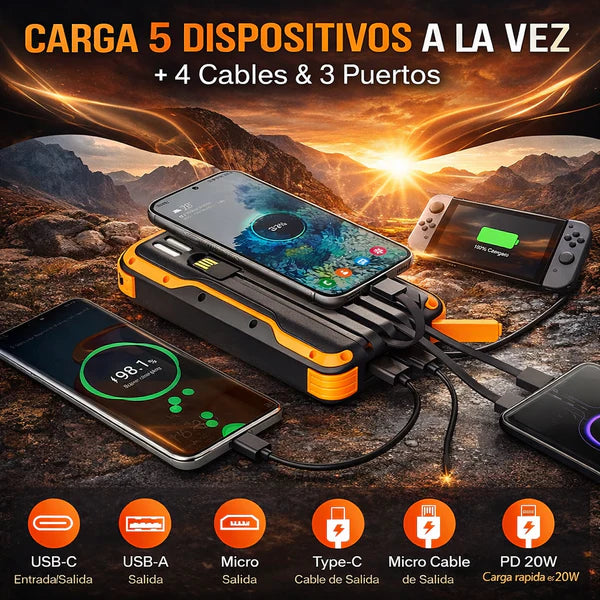 POWER BANK SOLAR G2 CON BRUJULA 40000